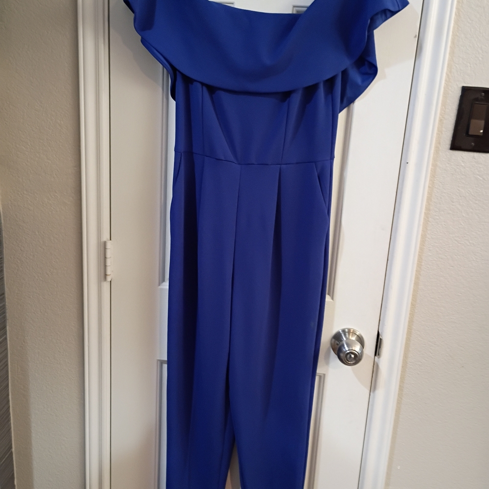Elegant Blue Off-Shoulder Jumpsuit